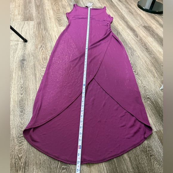 H&M Hennes Collection Purple w/ Gold Sparkle Hi-Lo Wrap Waist Cocktail Dress Sz8 - Picture 6 of 6